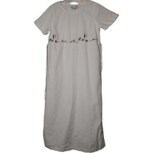 Vintage David Dart Sport White Maxi Dress Size Medium Tie Back‎ Beach Scene